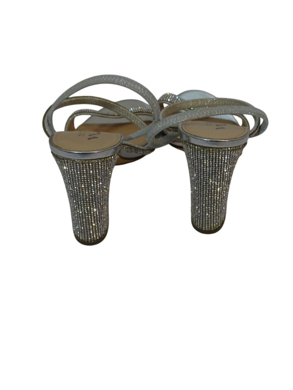 Touch Of Nina Savion1 Silver Rhinestone Strappy Block Heel Sandals Size 9 M Glam - Picture 6 of 11